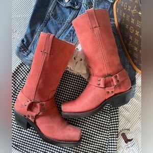 FRYE | Pink Harness Boots 12R